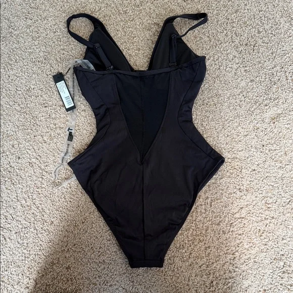 Ta3 cheeky plunged with zip Black Women's One Piece Swimsuit - Picture 3 of 3